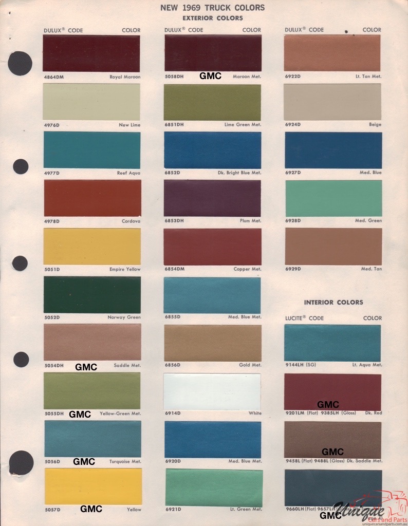 1969 GM Truck And Commercial Paint Charts DuPont 1